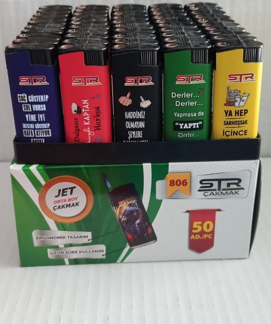 Str Dolumlu Izgaralı Jet Çakmak (Yazılı)