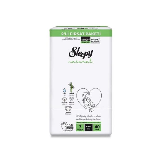 Sleepy Natural Bebek Bezi 20-30 kg 40 lı 2XL No: 7