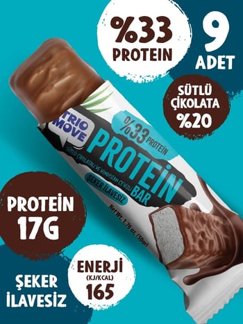 Trio Move %33 Protein Bar Hindistan Cevizli Ve Sütlü 50 Gr *9'lu