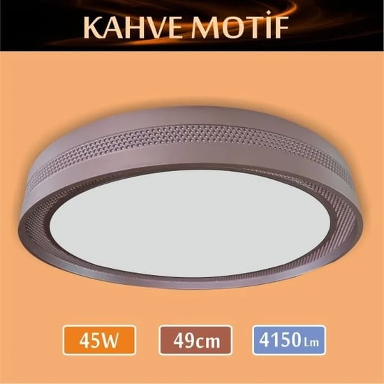 Erbay Sıva Üstü Led Panel Yuvarlak 45 Watt-Kahve Motif Desenli-Beyaz-Günışığı
