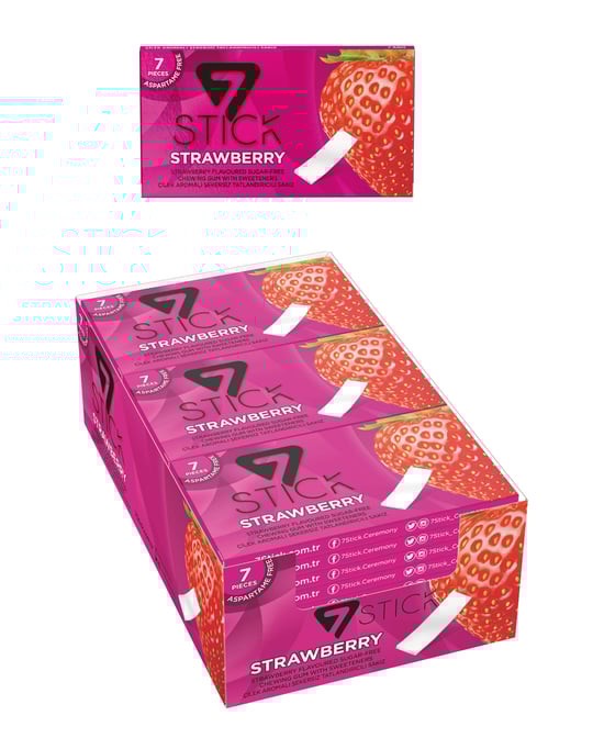 7 STICK Çilek Aromalı Şekersiz Sakız 14,5 gr X 24'lü Paket