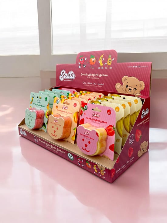 Sasta Doğal Sabun Kids Sponge Serisi Display (18 Lİ*2) 36 LI