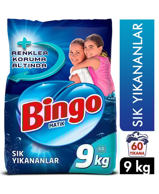 Bingo Toz Çamaşır Deterjanı 60 Yıkama 9 kg Sık Yıkananlar