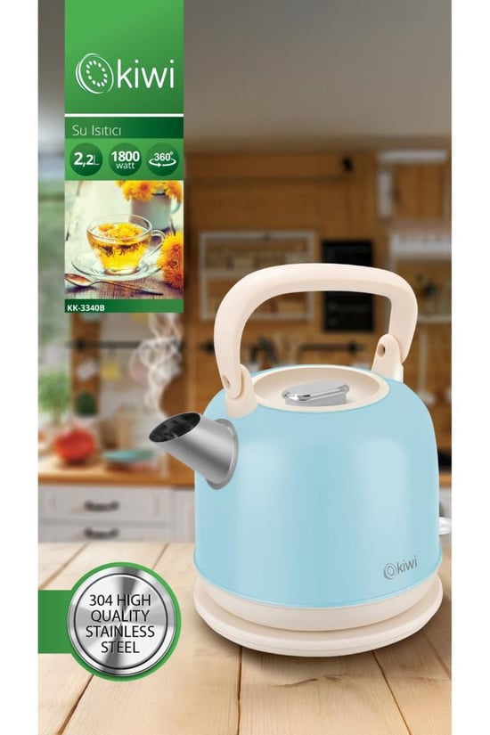 Kiwi Kk-3340 Paslanmaz Çelik Retro Su Isıtıcı Kettle 2,2 Litre