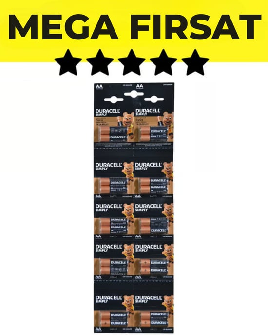 Duracell AA  Alkalin Kalem Pil 20'li Kartela