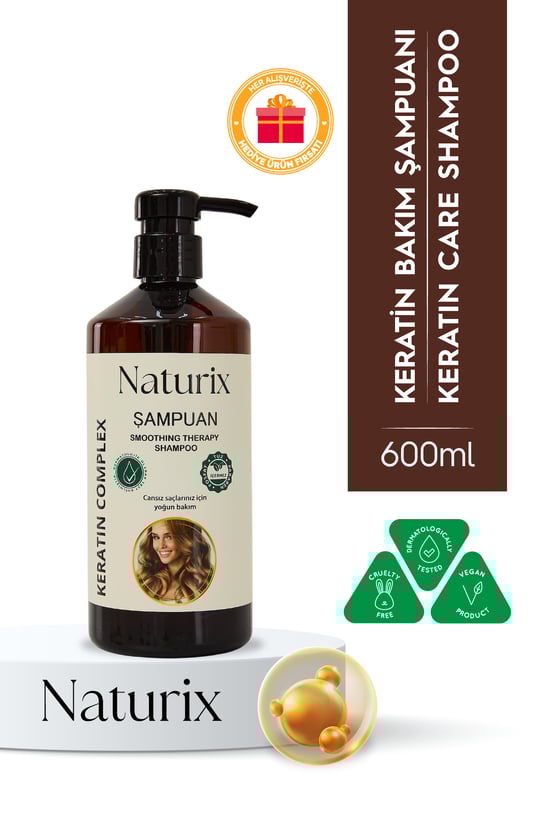 Naturix Yıpranmış Saçlar Için Paraben Tuz Içermeyen Keratinli Şampuan 600ml