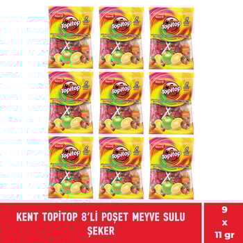 Kent Topitop 8'li Poşet Meyve Sulu Şeker - 9 Adet