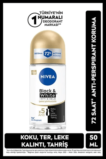 nivea, nivea roll on, rollon, rolon, kadın roll on, nivea kadın roll on, kadın rolon, stick, koltukaltı stick, koltuk altı stick, kadın koltuk altı stick, ter kokusu önleyici, ter önleyici, nivea Invisible Black&amp;White 50 ml satın al, nivea Invisible Black&amp;White 50 ml fiyat