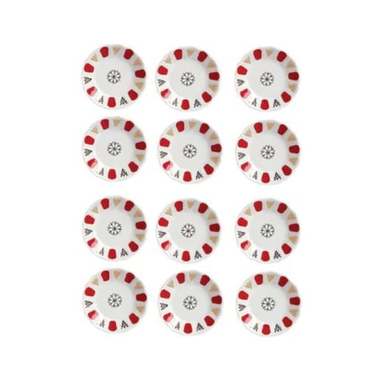 Porland 24 Adet Porselen Kırmızı Kahveci Çay Tabağı