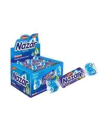 nazar, sakız, şekersiz sakız, damla sakızı, damla sakızı aromalı sakız