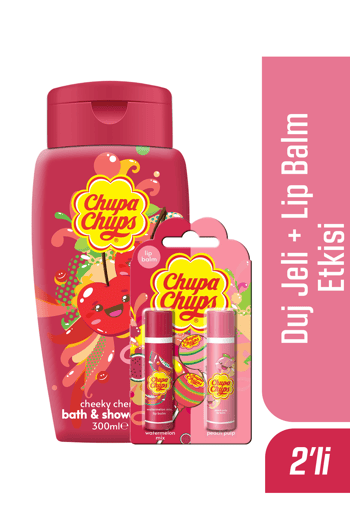 Chupa Chups Dudak Lip Balm 2li Karpuz Ve Şeftali Kiraz Kokulu Duş Jeli 300ml