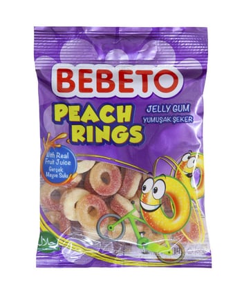 bebeto,şeftali halkası,şekerleme,şeftali halkası şekerleme,80 gr,toptan satış,toptan şekerleme
