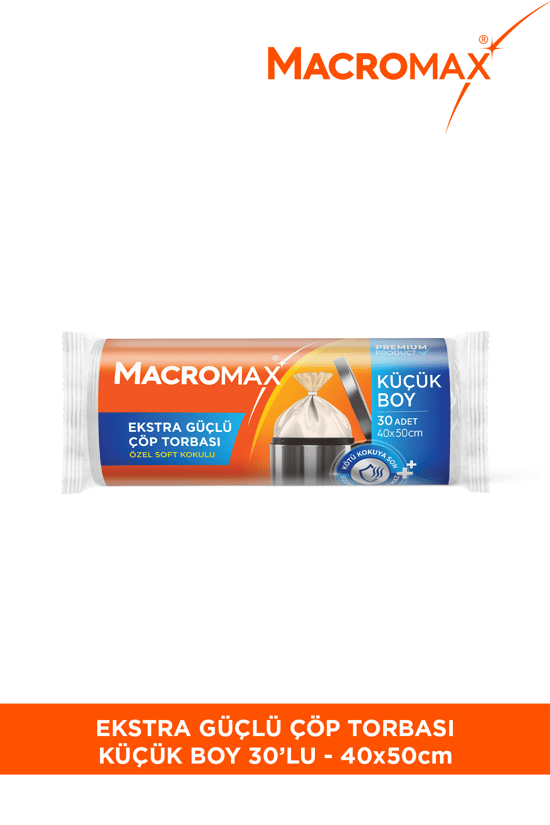 Macromax Ekstra Güçlü Çöp Torbası Küçük Boy 40x50 cm Soft Kokulu 30 Adet