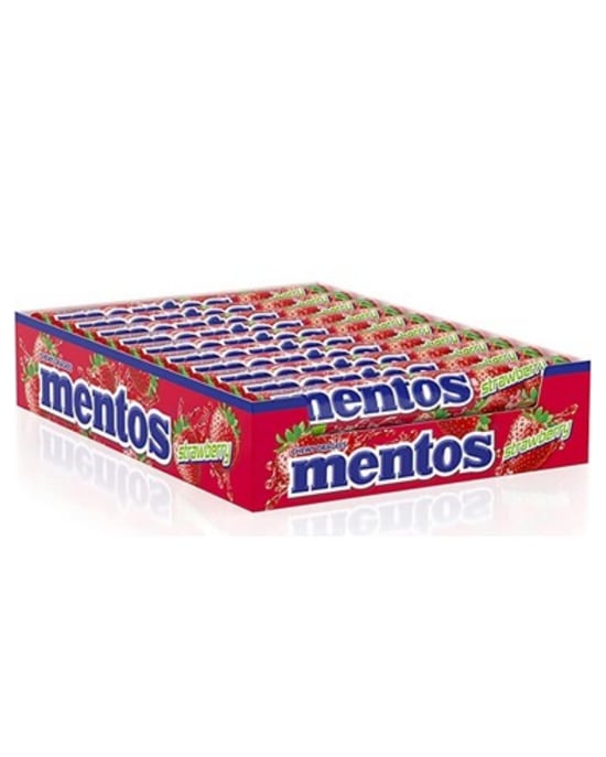 Mentos Şekerleme 37,5 gr X 20'li Paket Çilek Aromalı Çiğnenen Draje