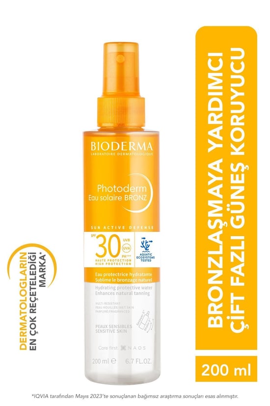 Bioderma Photoderm Eau Solaire Bronzlaştırıcı Güneş Koruyucu  SPF 30 200 ml