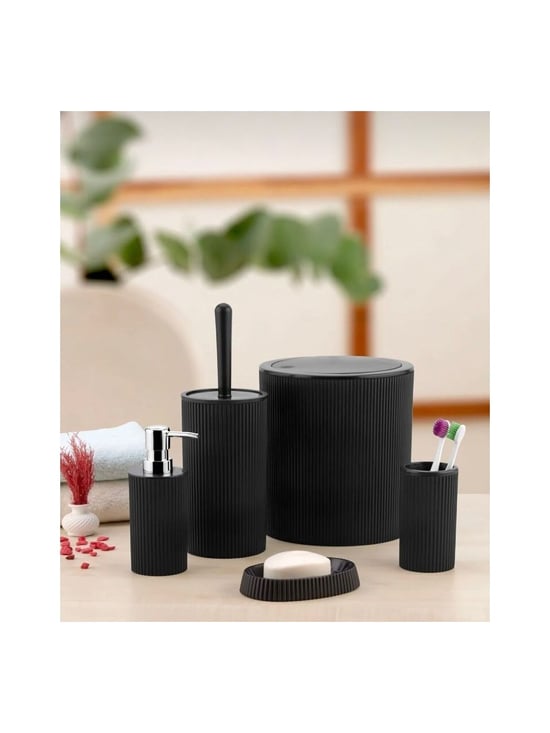 Özhavan Line Yuvarlak Banyo Seti 5 Parça-Çöp Kovası WC Fırçası Sıvı-Katı Sabunluk Diş Fırçası