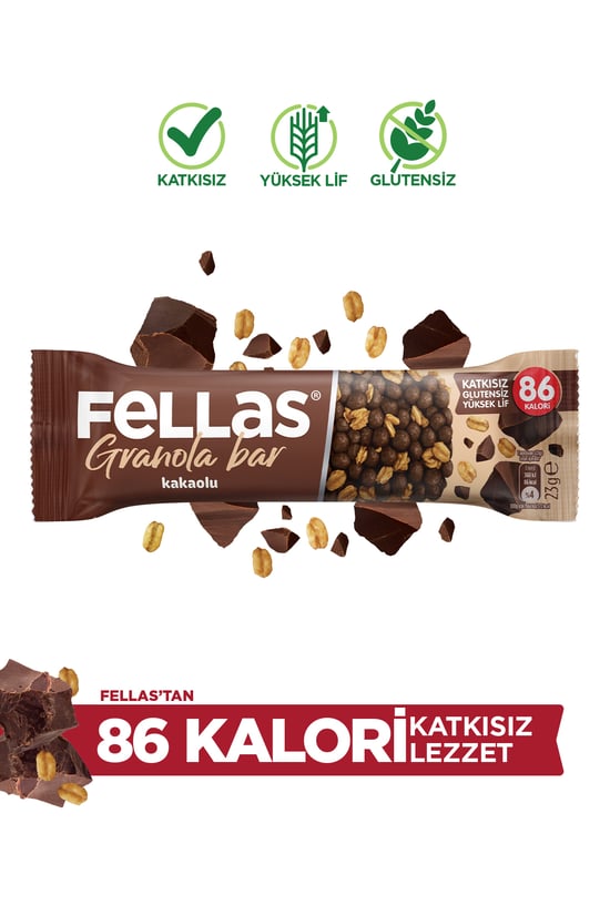 Fellas Kakaolu Granola Bar 23 g x 12 Adet