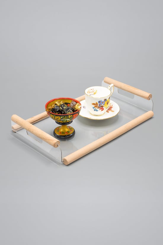 Modern Tasarım Şeffaf Pleksi, Şık Servis ve Sunum Tepsisi