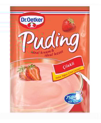 dr.oetker, puding, tatlı, toz tatlı, hazır tatlı, tatlı malzemeleri, puding tozu, Çilekli puding, puding satın al, toptan tatlı satın al, puding tarifi, toptan gıda