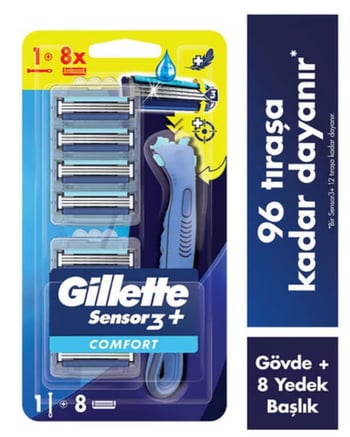 Gillette Sensor 3 Plus Comfort  Makine + 8 Bıçak