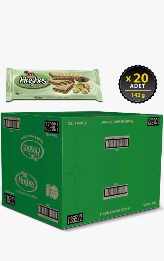 Eti Hoşbeş Fındık Kremalı Gofret 142 G * 20 Adet