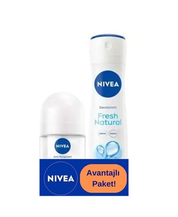 Nivea Deo 150 ml Kadın Fresh Natural + Nivea 25 ml Roll On Fresh