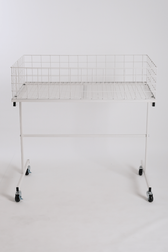 Tekerlekli Teşhir Sepeti Beyaz 