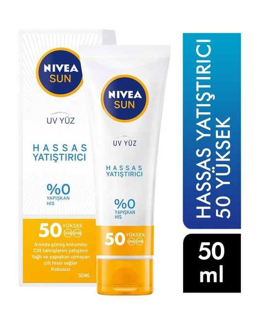 Nivea Sun UV Koruma Yüz Kremi 50 ml Hassas Yatıştırıcı 50 Yüksek