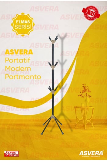 Elmas Serisi - Teak Portatif Modern Portmanto | Ayaklı Askılık | Yerli Üretim