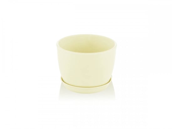 Özgül Tabaklı Saksı-Beyaz-Krem