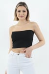 Kadın Siyah Straplez Büstiyer Crop 1 Seri XS,S,M,L,XL