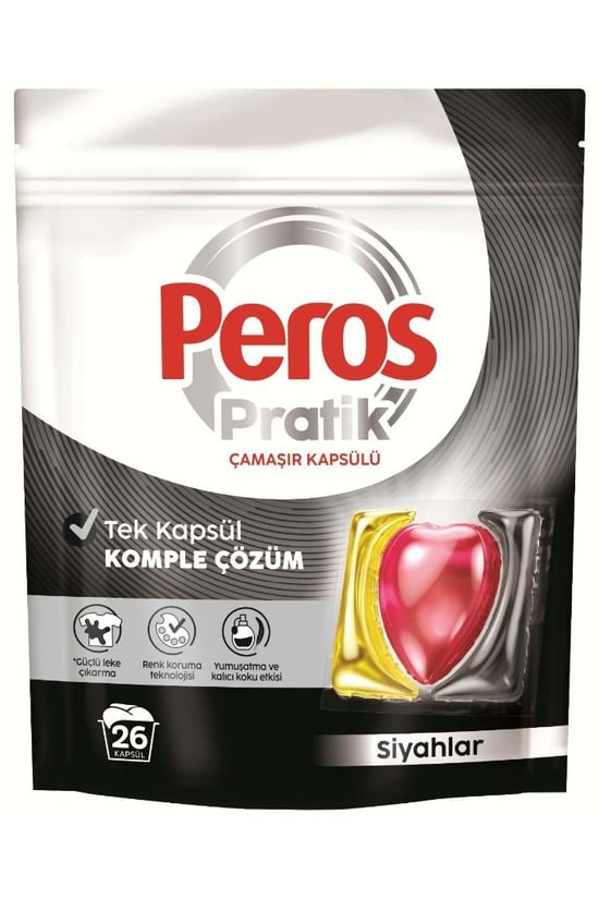 Peros Pratik Matik Çamaşır Deterjanı Kapsülü - Tableti 26 Adet Siyahlar