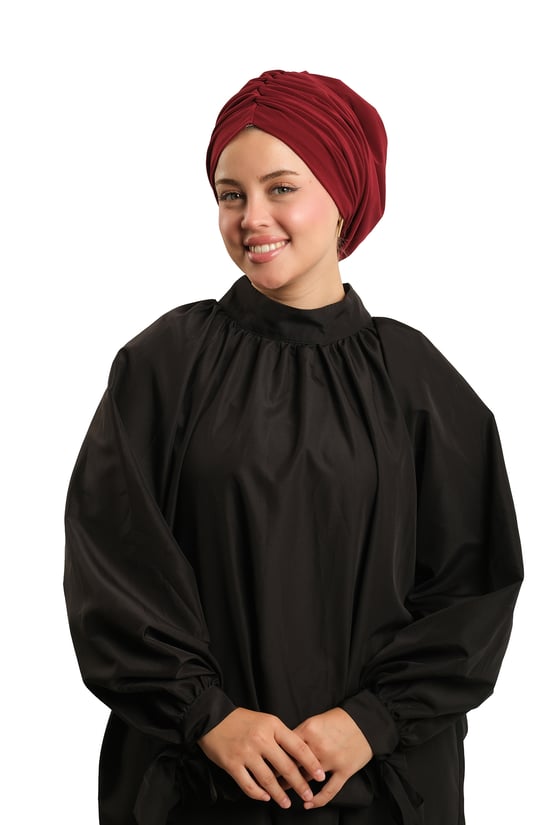 Hürrem Bone Bordo Drapeli Salaş Tesettür Bone Sandy Büzgülü 2315_16