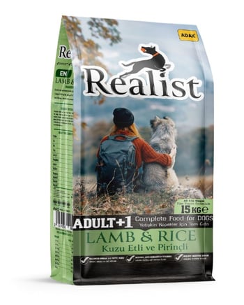 Realist Kuzu Etli ve Pirinçli Yetişkin Köpek Maması 15 KG