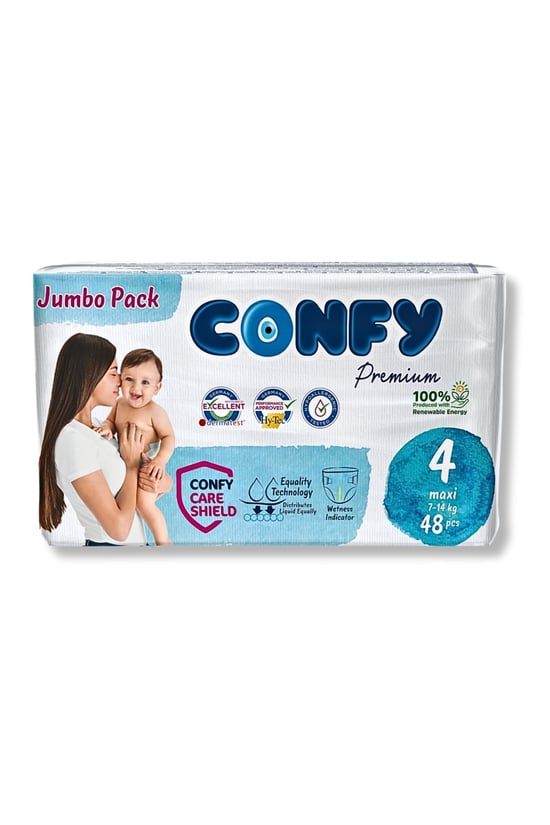 Confy Premium 4 Numara Bebek Bezi Maxi 7 - 14 Kg 48 Adet
