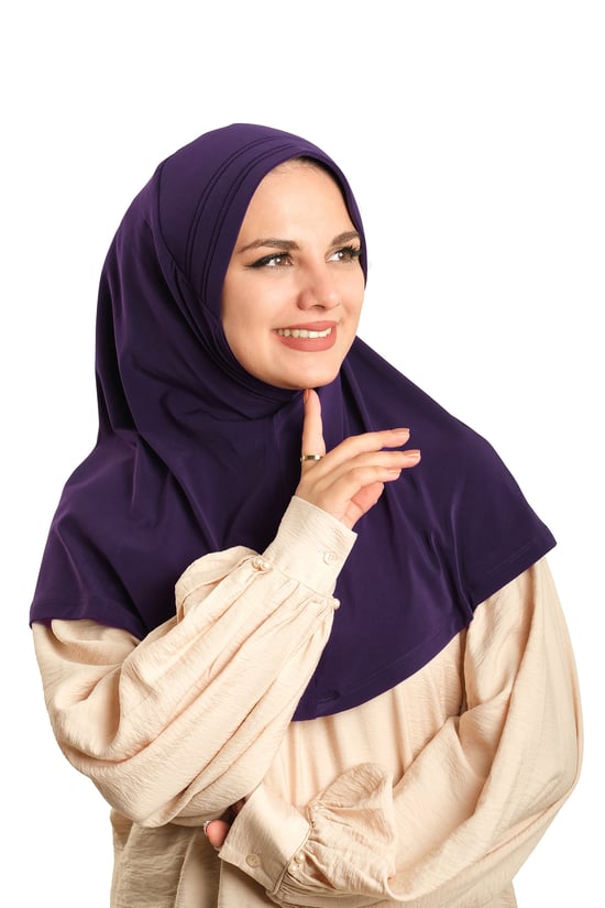 Hürrem Bone Mürdüm Pratik Hazır Geçmeli Tesettür Eşarp Sandy Kumaş Sade 1600_07