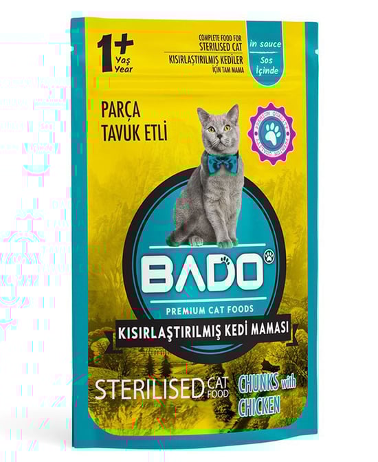 Bado Yaş Mama Kedi Maması 85 gr Kısırlaştırılmış Parça Etli