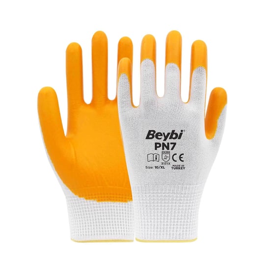 Pn7 Sarı Polyester Örme Nitril Iş Eldiveni 10 Beden