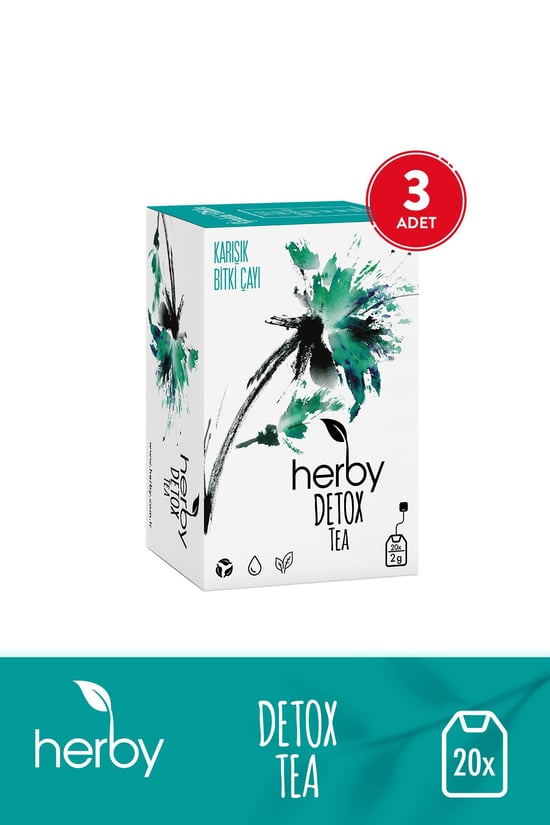 Herby Detox Tea Diyete Destek Detoks Bitki Çayı 3'lü Paket