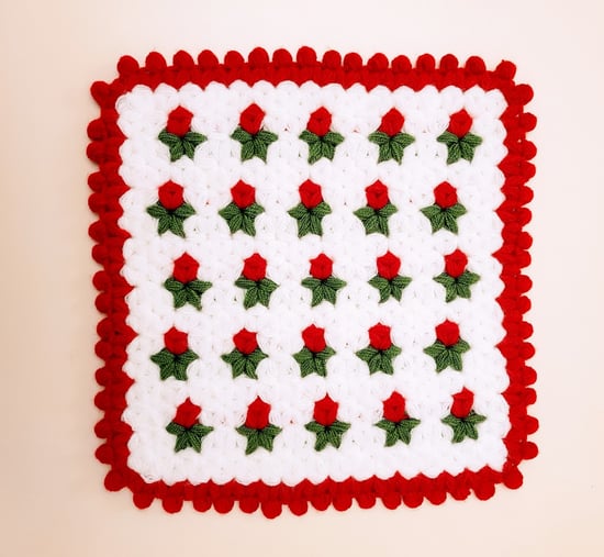 HERŞEY FIRSAT Banyo Lifi Yün El Örmesi Ceyizlik Kare 1 Adet - KIRMIZI