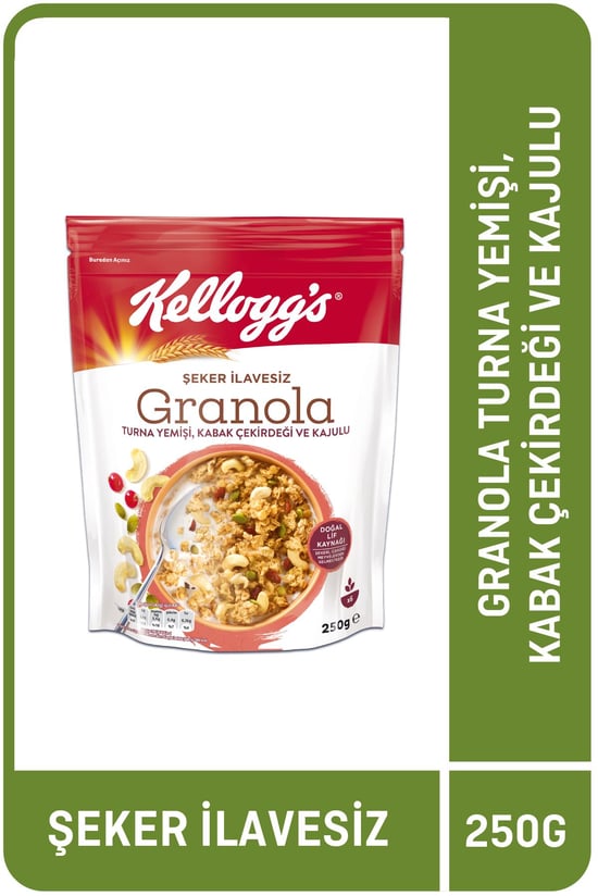 KELLOGG'S ŞEKER İLAVESİZ GRANOLA TURNA YEMİŞİ, KABAK ÇEKİRDEĞİ VE