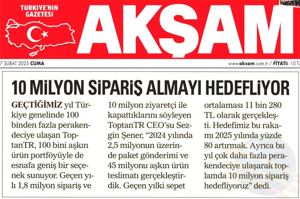 10 Milyon Sipariş Almayı Hedefliyoruz