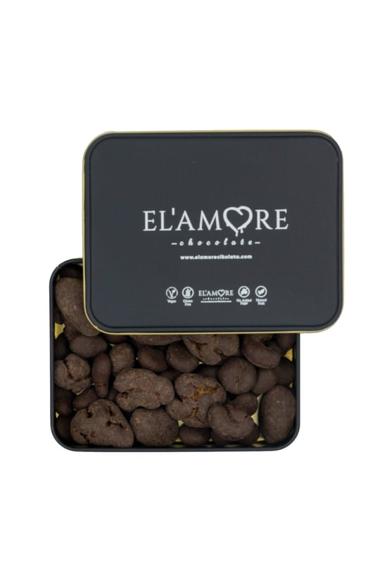 Elamore Çikolata Şeker İlavesiz, Glütensiz, Vegan Mix Bitter Çikolata - Küçük Kare Metal Kutu, 150 gr