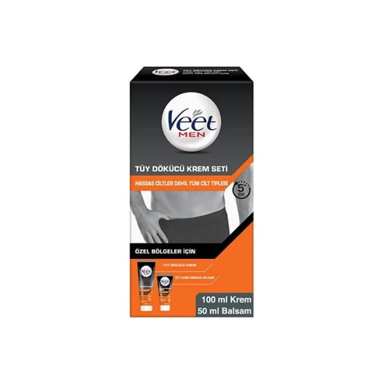 Veet Men Tüy Dökücü Krem Seti Özel Bölgeler İçin Tüy Dökücü Krem 100 ml + Tüy Alım Sonrası Balsam 50 ml
