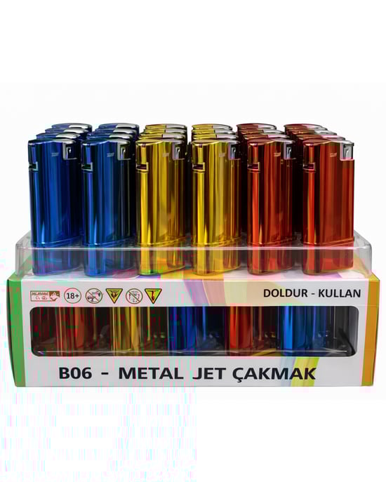 Str Dolumlu Metal Jet Çakmak Parlak Renkli