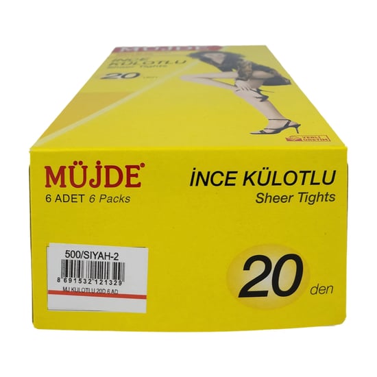 Müjde İnce Külotlu Çorap 6 Adet 20 Den 500/Siyah No-2