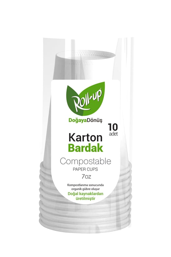 Roll-Up Doğa Dostu Karton Bardak 7oz 10lu