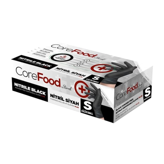 Bimel Corefood Plus Pudrasız Nitril Eldiven S Beden Siyah 100'lü