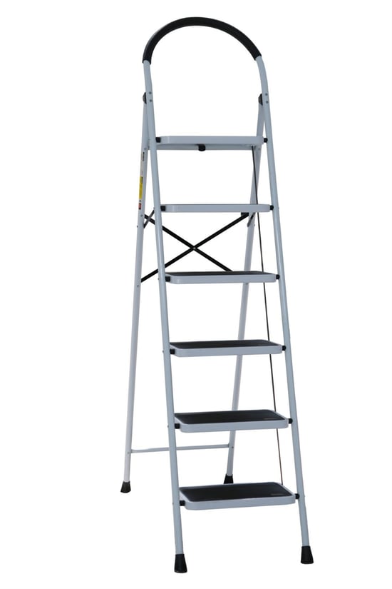Elmas Serisi - Beyaz - 6 Basamaklı - Katlanır Lüks Ev Tipi Metal Merdiven
