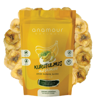 Anamour Natural Muz Kurusu - Cips Muz (Şekersiz) - Kuru Meyve Kıtırı 25 Gram